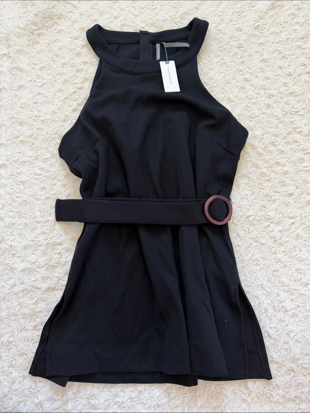 Anthropologie Women’s Black Halter Belted Top Medium